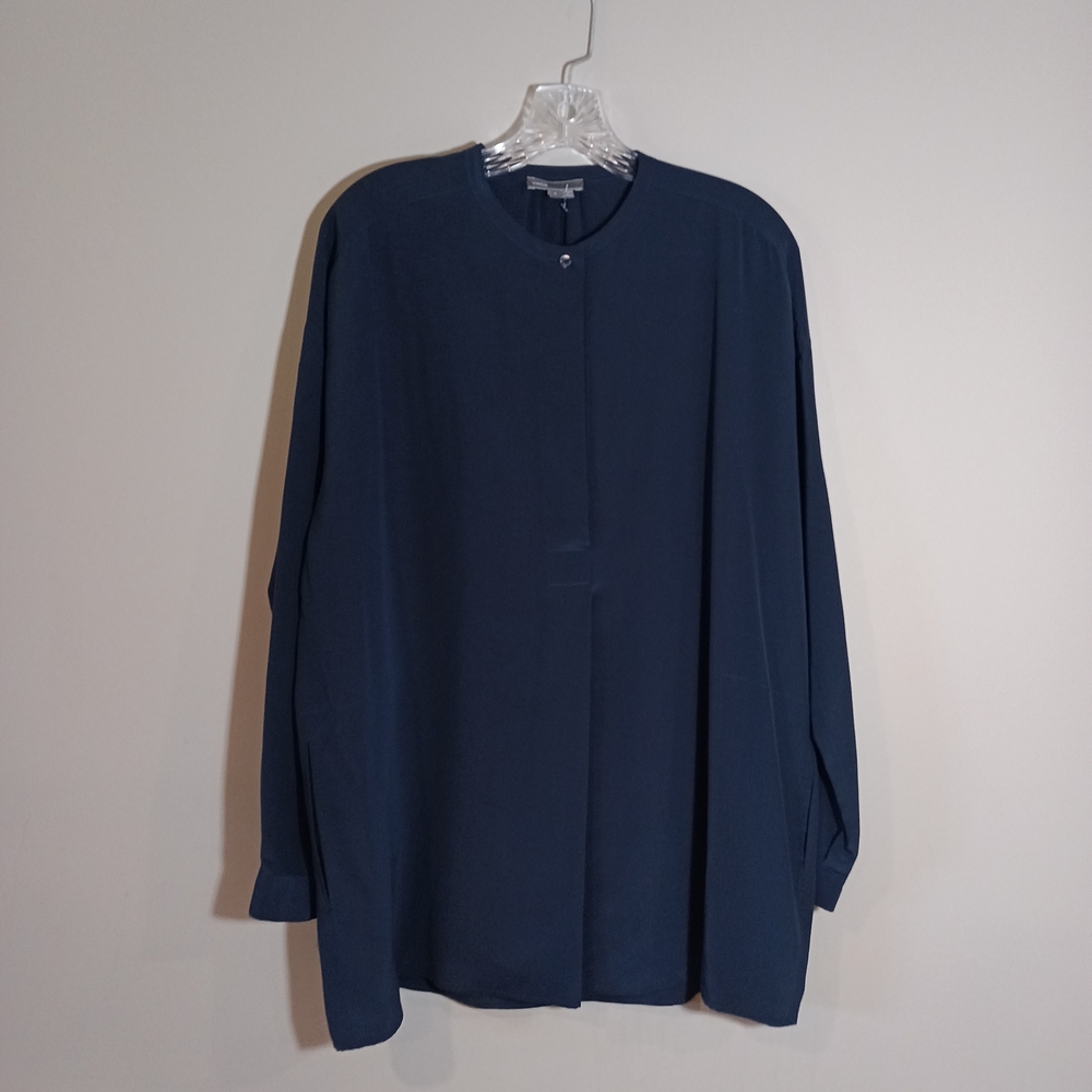 Vince Navy Blue Silk Tunic Top Oversize Fit S